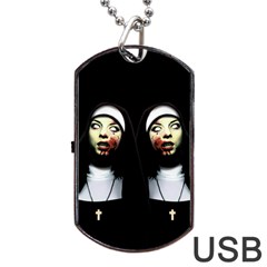 Horror Nuns Dog Tag Usb Flash (one Side) by Valentinaart