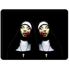 Horror Nuns Double Sided Fleece Blanket (large)  by Valentinaart