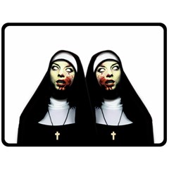 Horror Nuns Fleece Blanket (large)  by Valentinaart