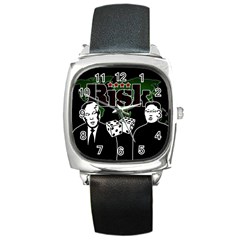 Nuclear Explosion Trump And Kim Jong Square Metal Watch by Valentinaart