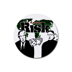 Nuclear Explosion Trump And Kim Jong Rubber Round Coaster (4 Pack)  by Valentinaart