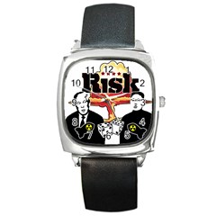 Nuclear Explosion Trump And Kim Jong Square Metal Watch by Valentinaart