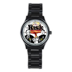 Nuclear Explosion Trump And Kim Jong Stainless Steel Round Watch by Valentinaart