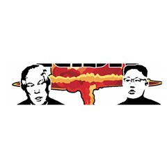 Nuclear Explosion Trump And Kim Jong Satin Scarf (oblong) by Valentinaart