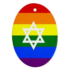 Gay Pride Israel Flag Oval Ornament (two Sides) by Valentinaart