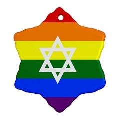 Gay Pride Israel Flag Snowflake Ornament (two Sides) by Valentinaart