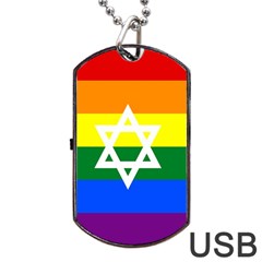 Gay Pride Israel Flag Dog Tag Usb Flash (two Sides) by Valentinaart