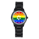 GAY PRIDE Israel Flag Stainless Steel Round Watch Front