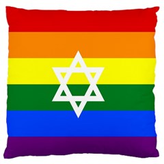 Gay Pride Israel Flag Large Flano Cushion Case (one Side) by Valentinaart