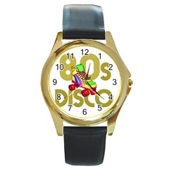 Roller Skater 80s Round Gold Metal Watch by Valentinaart