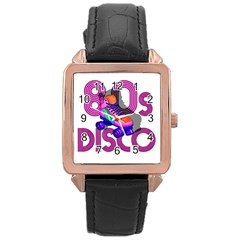 Roller Skater 80s Rose Gold Leather Watch  by Valentinaart