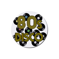  80s Disco Vinyl Records Rubber Round Coaster (4 Pack)  by Valentinaart