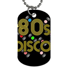  80s Disco Vinyl Records Dog Tag (one Side) by Valentinaart