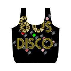  80s Disco Vinyl Records Full Print Recycle Bags (m)  by Valentinaart