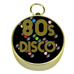  80s Disco Vinyl Records Gold Compasses by Valentinaart