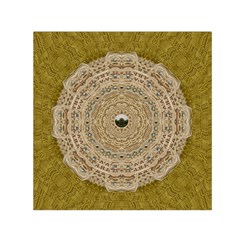Golden Forest Silver Tree In Wood Mandala Small Satin Scarf (square)