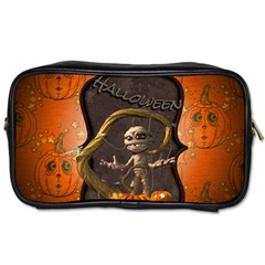 Halloween, Funny Mummy With Pumpkins Toiletries Bags by FantasyWorld7