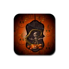 Halloween, Funny Mummy With Pumpkins Rubber Square Coaster (4 Pack)  by FantasyWorld7