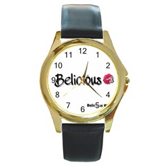 Belicious World Logo Round Gold Metal Watch by beliciousworld