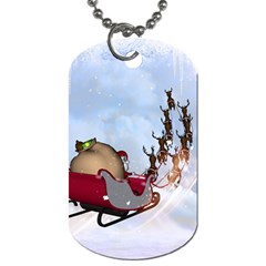 Christmas, Santa Claus With Reindeer Dog Tag (one Side) by FantasyWorld7