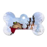 Christmas, Santa Claus With Reindeer Dog Tag Bone (One Side) Front