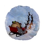 Christmas, Santa Claus With Reindeer Standard 15  Premium Round Cushions Front