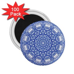 Blue Mandala Art Pattern 2 25  Magnets (100 Pack)  by paulaoliveiradesign