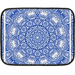 Blue Mandala Art Pattern Double Sided Fleece Blanket (mini)  by paulaoliveiradesign