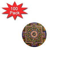 Asian Art Mandala Colorful Tibet Pattern 1  Mini Magnets (100 Pack)  by paulaoliveiradesign