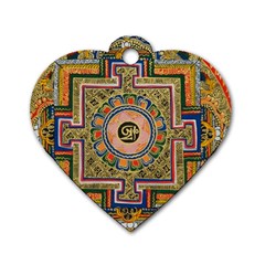 Asian Art Mandala Colorful Tibet Pattern Dog Tag Heart (one Side)