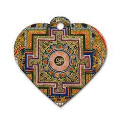 Asian Art Mandala Colorful Tibet Pattern Dog Tag Heart (two Sides)