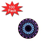 Kaleidoscope Mandala Purple Pattern Art 1  Mini Magnets (100 Pack) 