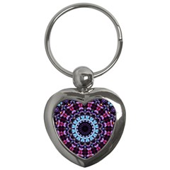 Kaleidoscope Mandala Purple Pattern Art Key Chains (heart) 