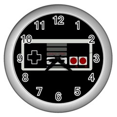 Video Game Controller 80s Wall Clocks (silver)  by Valentinaart
