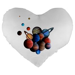 Planets  Large 19  Premium Flano Heart Shape Cushions by Valentinaart