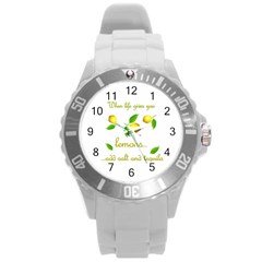 When Life Gives You Lemons Round Plastic Sport Watch (l)