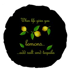 When Life Gives You Lemons Large 18  Premium Flano Round Cushions by Valentinaart