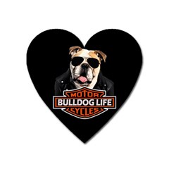 Bulldog Biker Heart Magnet by Valentinaart