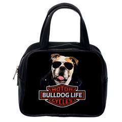 Bulldog Biker Classic Handbags (one Side) by Valentinaart