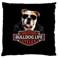 Bulldog Biker Large Cushion Case (two Sides) by Valentinaart