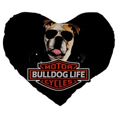 Bulldog Biker Large 19  Premium Heart Shape Cushions by Valentinaart