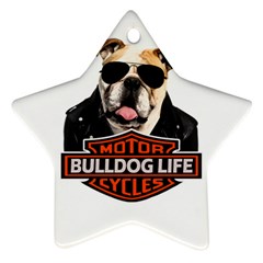 Bulldog Biker Ornament (star) by Valentinaart