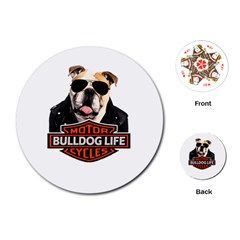 Bulldog Biker Playing Cards (round)  by Valentinaart