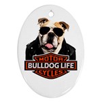 Bulldog biker Oval Ornament (Two Sides) Front