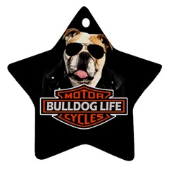 Bulldog Biker Ornament (star) by Valentinaart