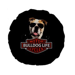 Bulldog Biker Standard 15  Premium Flano Round Cushions by Valentinaart