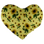 Sunflowers pattern Large 19  Premium Flano Heart Shape Cushions Front