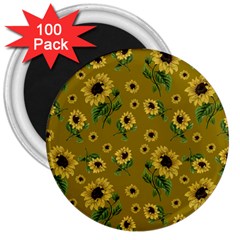 Sunflowers Pattern 3  Magnets (100 Pack) by Valentinaart