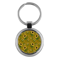 Sunflowers Pattern Key Chains (round)  by Valentinaart