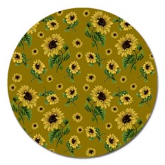 Sunflowers Pattern Magnet 5  (round) by Valentinaart